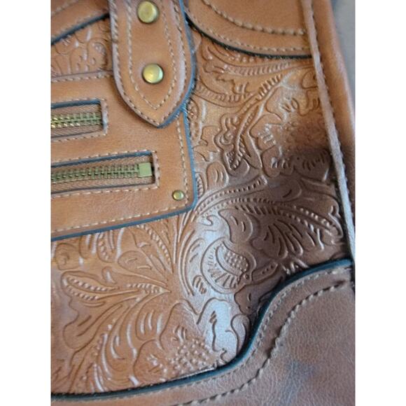 Rosetti Handbag Light Brown Western theme with embossed/stamped Faux Leather - Picture 3 of 16